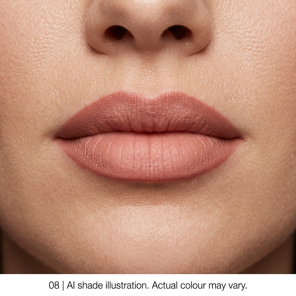 Lip pencil 08 on lips. AI shade illustration, actual colour may vary.