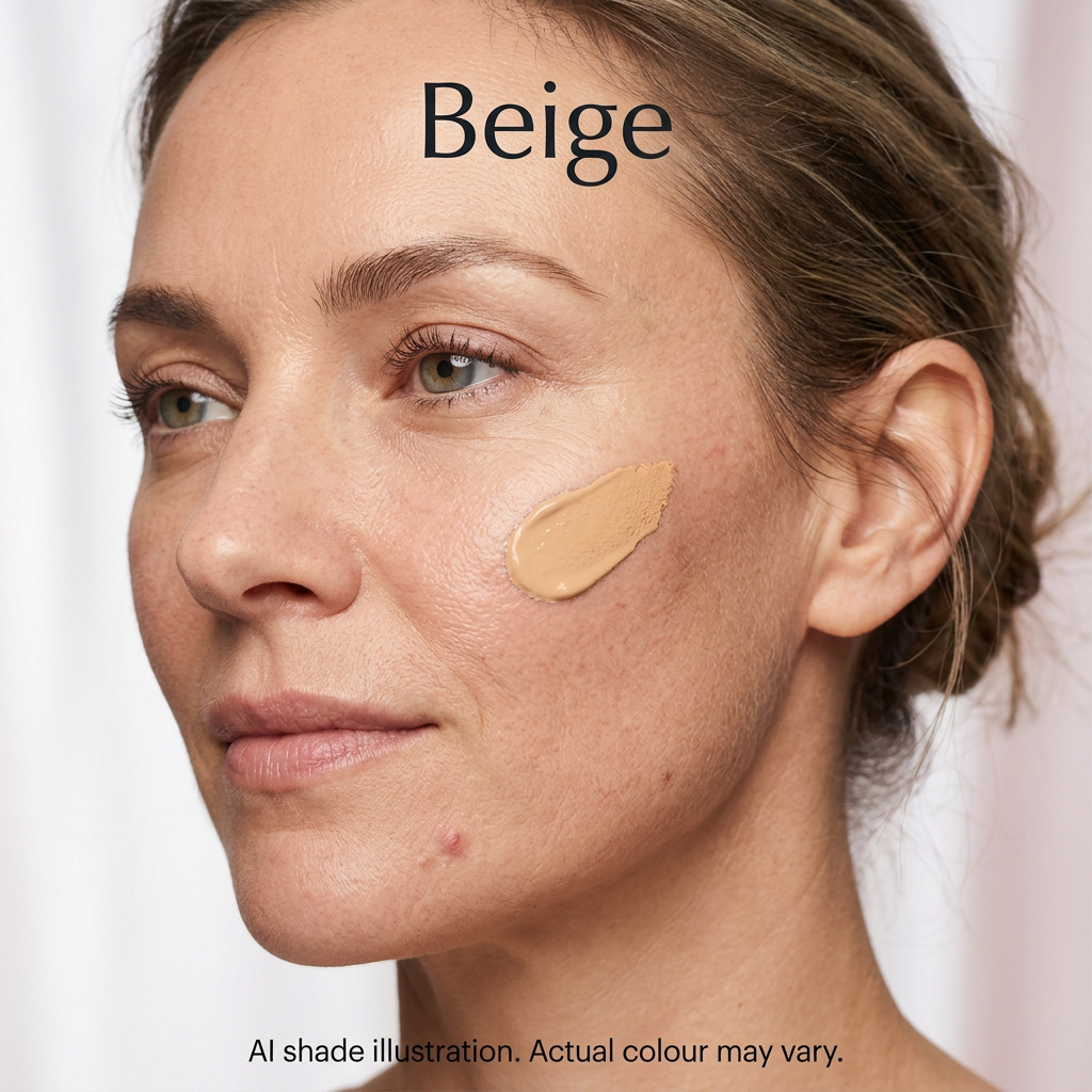Beige foundation application concept. AI shade illustration, actual colour may vary.