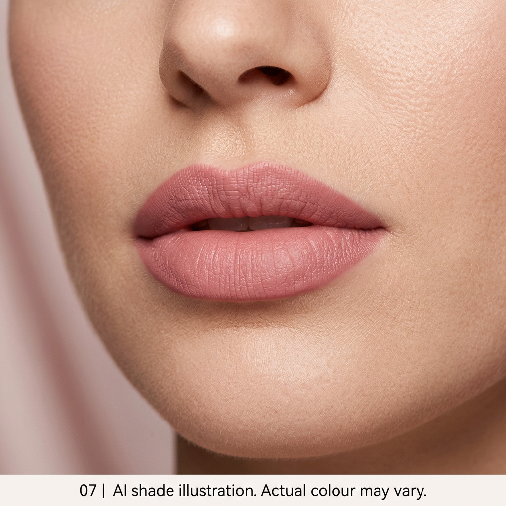 Lip pencil 07 on lips. AI shade illustration, actual colour may vary.