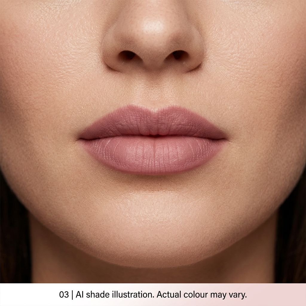 Lip pencil 03 on lips. AI shade illustration, actual colour may vary.