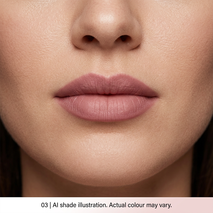 Lip pencil 03 on lips. AI shade illustration, actual colour may vary.
