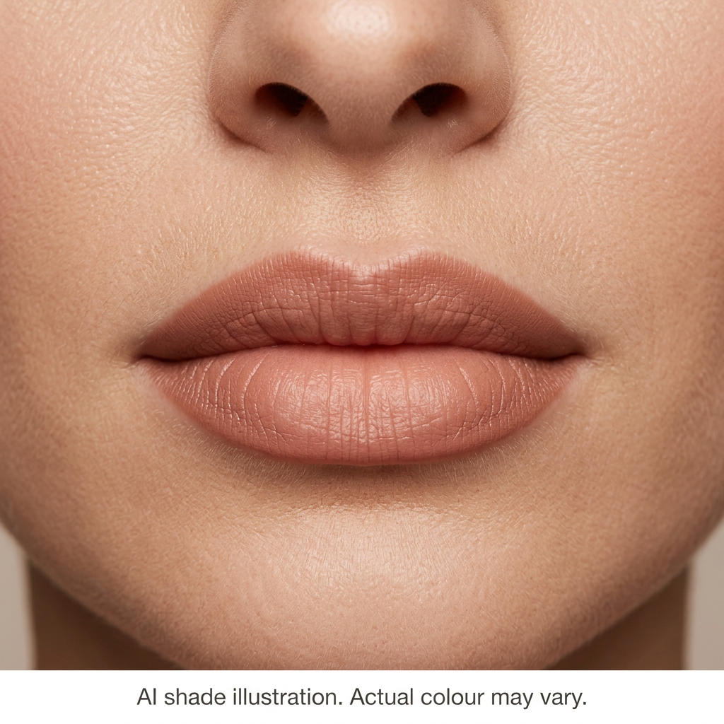 Ombre lips inspired by chart middle row third pencil. AI shade illustration, actual colour may vary.