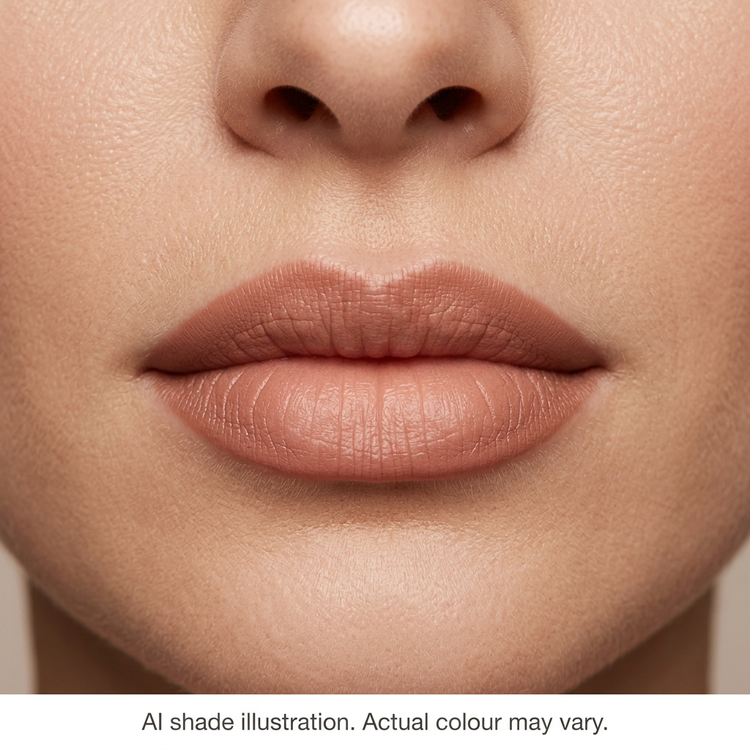 Ombre lips inspired by chart middle row third pencil. AI shade illustration, actual colour may vary.