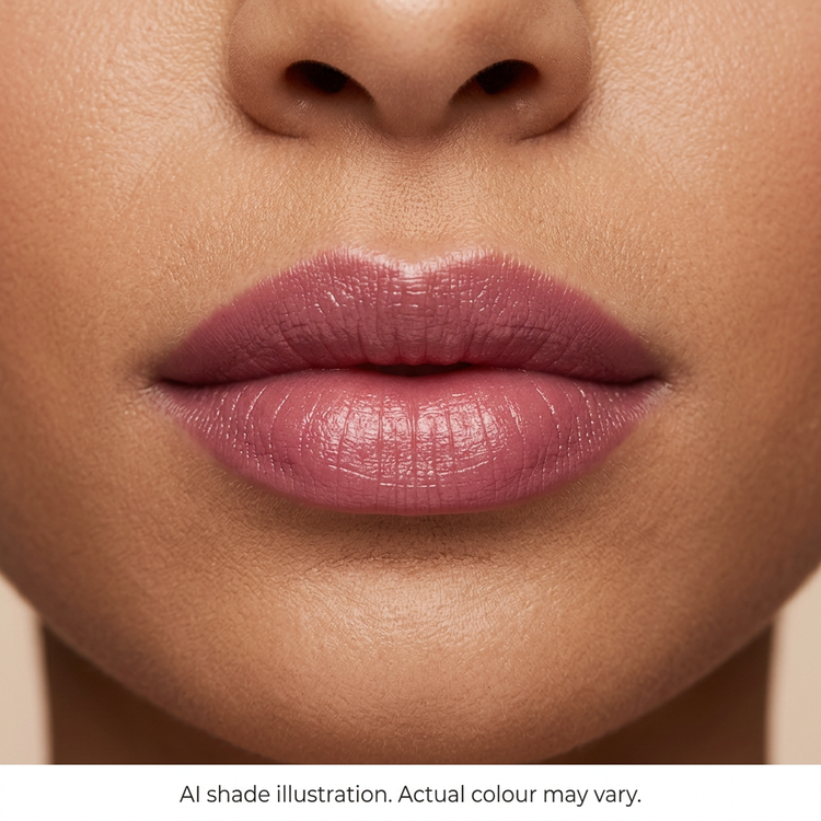 AI illustration of berry pink Juicy Lip Tint on adult lips. Actual colour may vary.