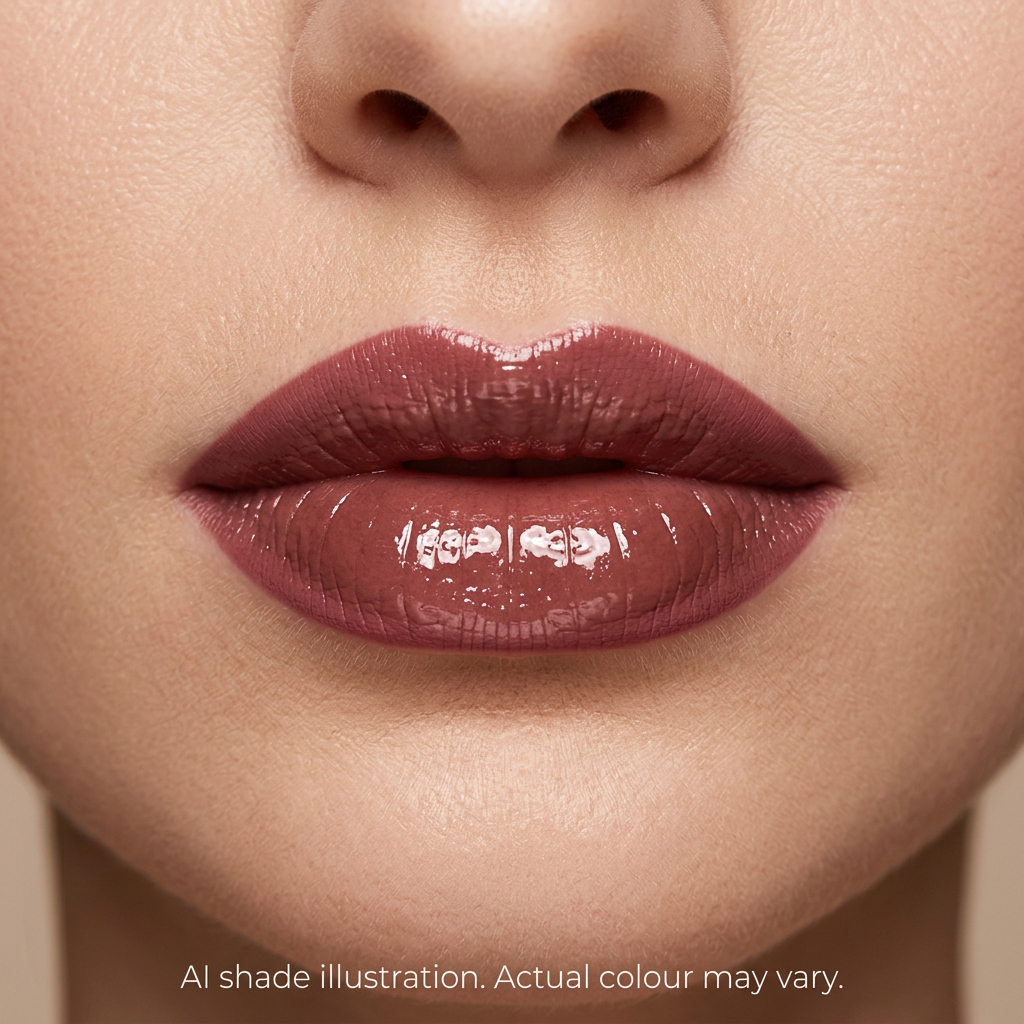 Liner and gloss look inspired by reference 6. AI shade illustration, actual colour may vary.