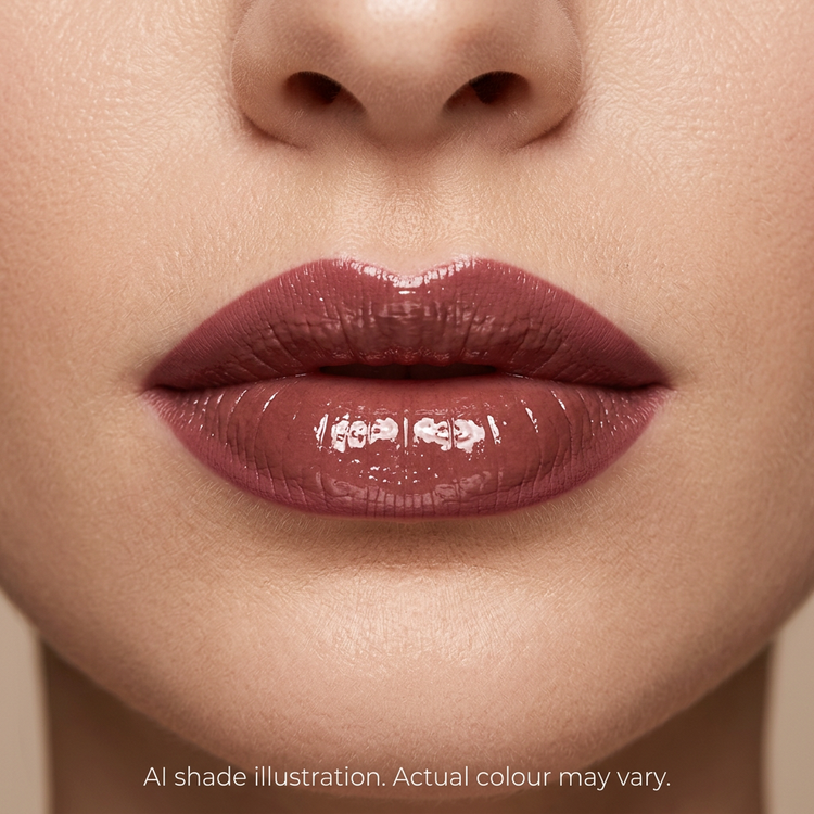 Liner and gloss look inspired by reference 6. AI shade illustration, actual colour may vary.