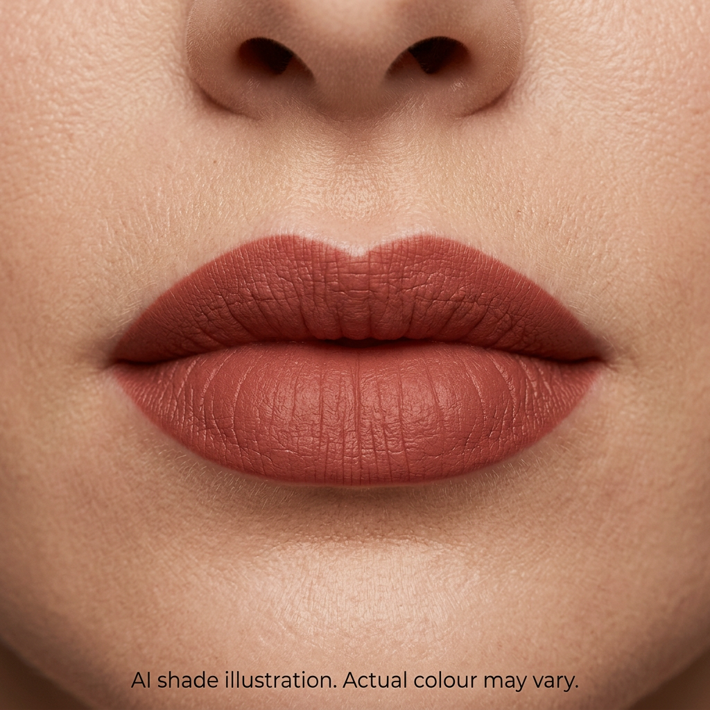 Terracotta rose lips, AI colour illustration inspired by product reference. Actual colour may vary.