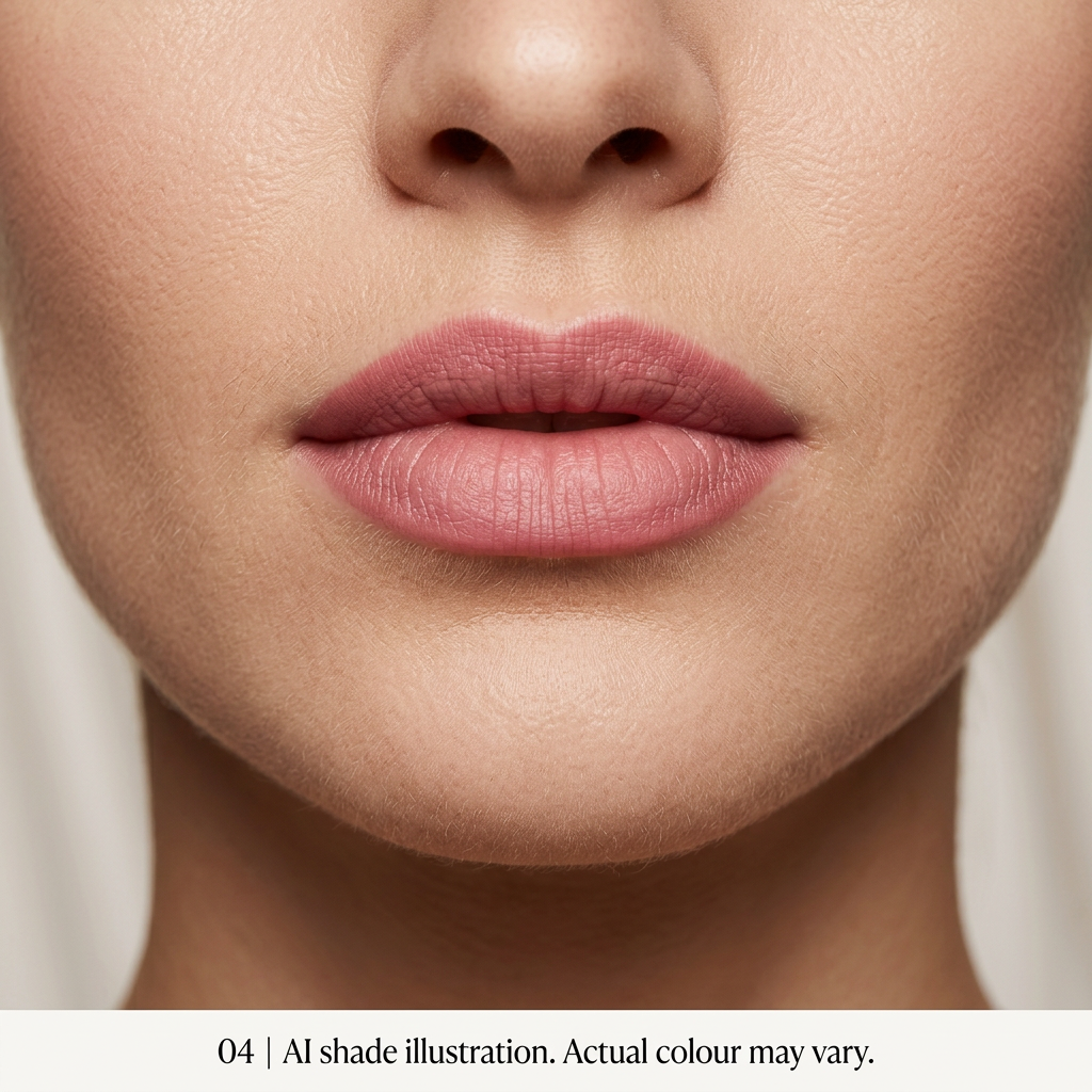 Lip pencil 04 on lips. AI shade illustration, actual colour may vary.