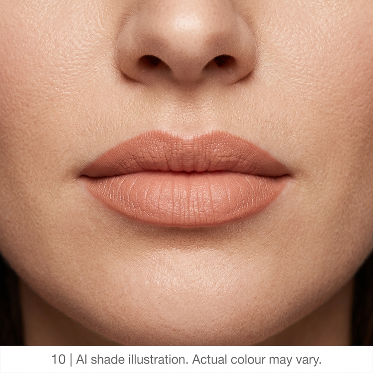 Lip pencil 10 on lips. AI shade illustration, actual colour may vary.