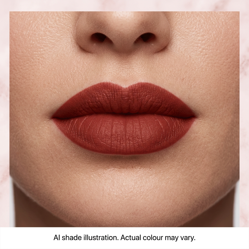 Brick red lips, AI colour illustration inspired by product reference. Actual colour may vary.