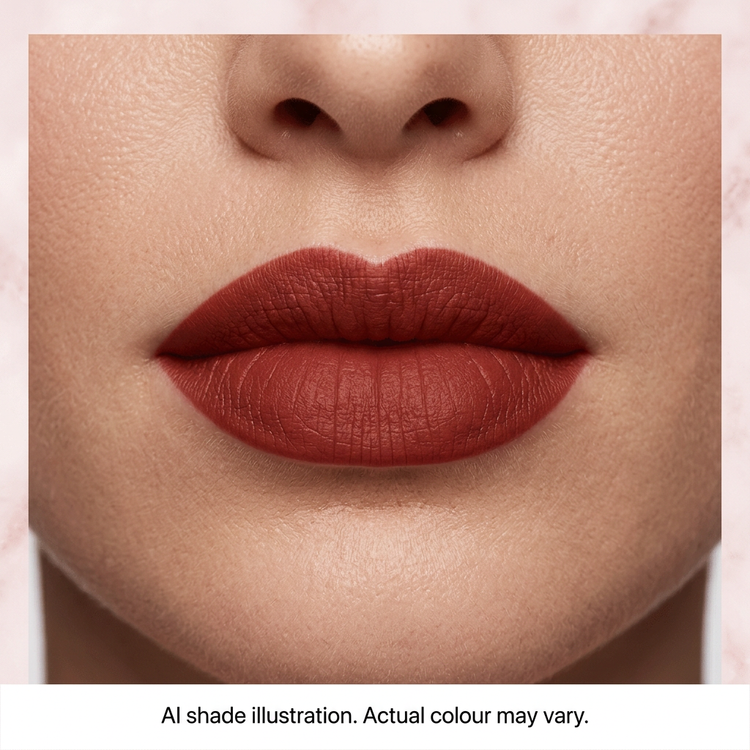 Brick red lips, AI colour illustration inspired by product reference. Actual colour may vary.