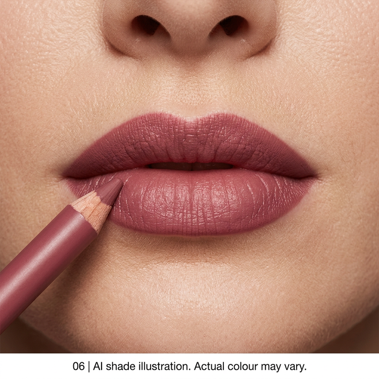Lip pencil 06 on lips. AI shade illustration, actual colour may vary.